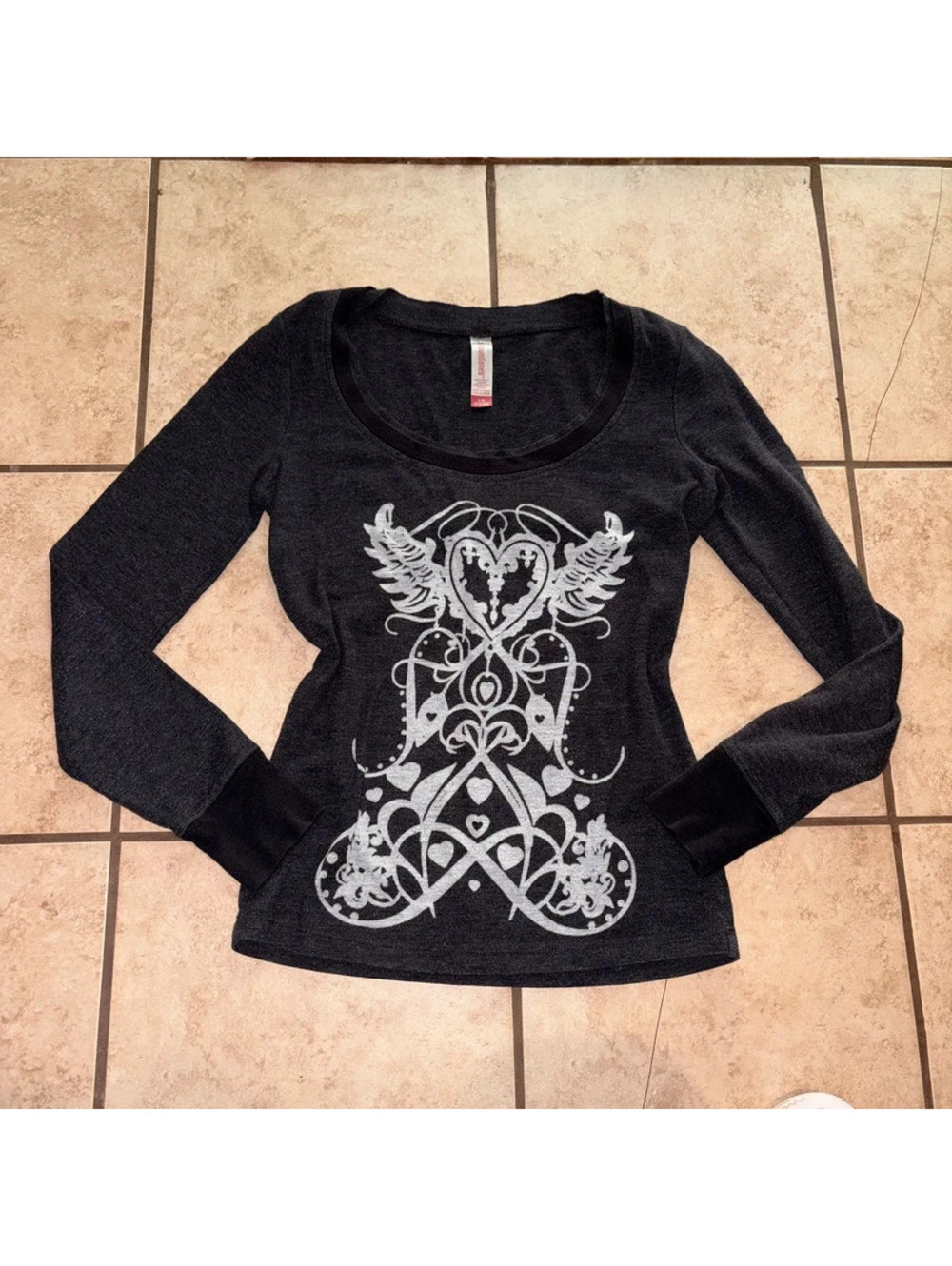 Grunge Alternative Y2K 2000’s Black and White Design Long Sleeve